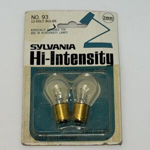 Vintage Sylvania High Intensity Bulbs 2 Pack No. 93, 12V NEW Old Stock, Sealed
